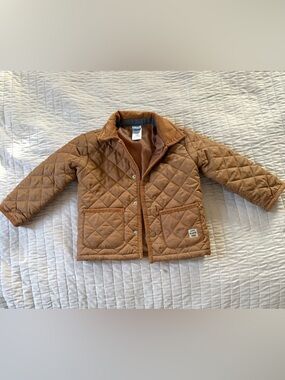 Children's Quilted Brown Puffer Jacket with Patch